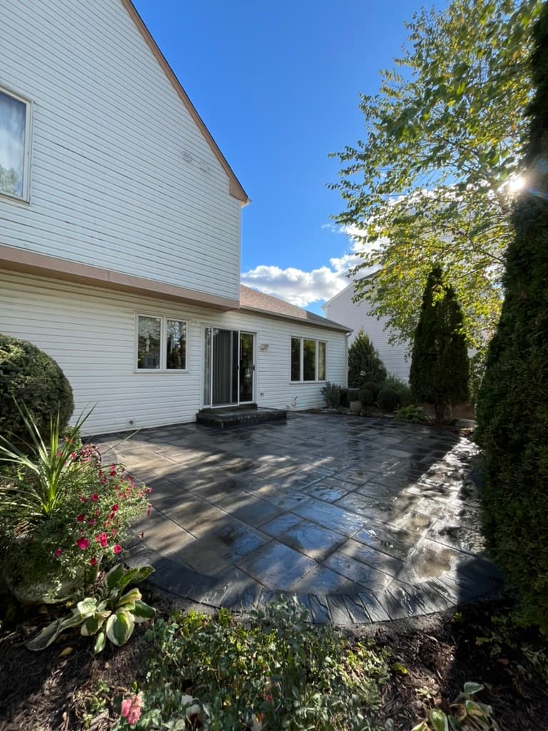 Residential patio with landscaping