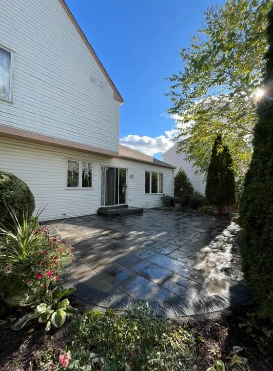 Residential patio with landscaping